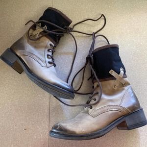 Matisse Taupe and Black Lace-Up Combat Boots